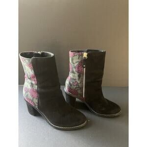 Dr. Scholls Womens Vault Boots Floral Size 6.5 Black Boho Comfort Ankle Bootie